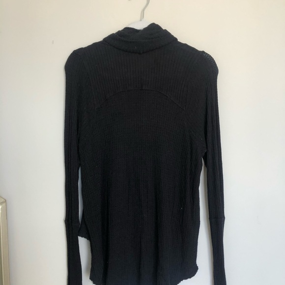 free people black waffle turtleneck - Picture 7 of 7